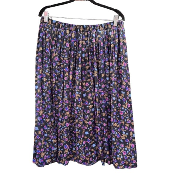Banana Republic Factory Floral Print Pleated Flex Waist Lined Midi Skirt (SZ L) - Picture 2 of 11